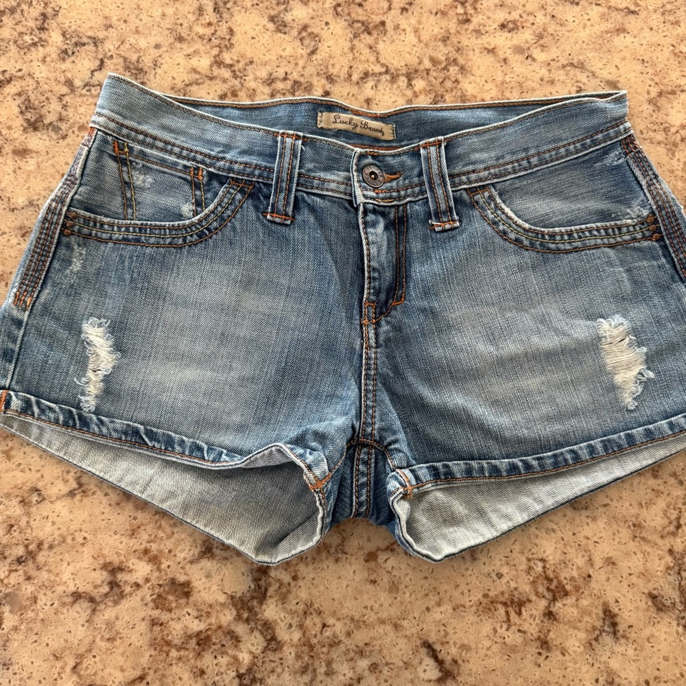 Lucky Brand Light Blue Distressed Jean Shorts